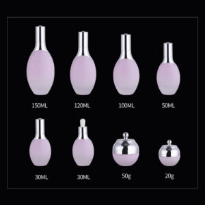 Frosted round cosmetic glass bottle skincare packaging
