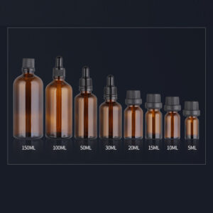 amber glass essential oil bottles set cosmetic packaging